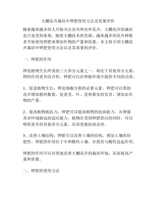 大棚花卉栽培中钾肥使用方法及效果评价