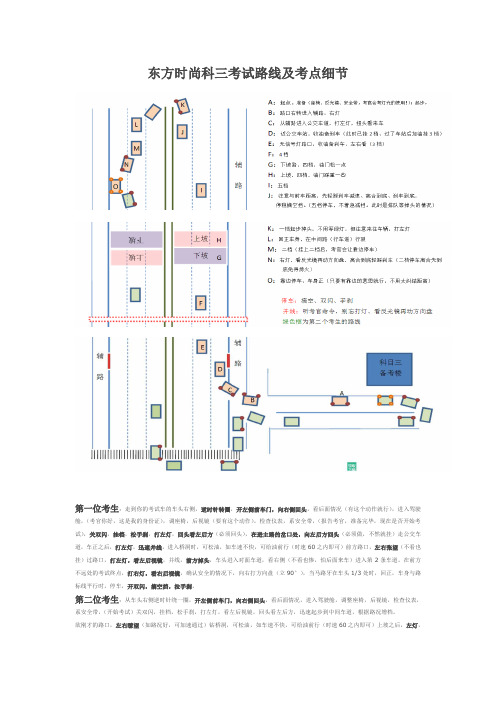 东方时尚科三考试路线及考点细节