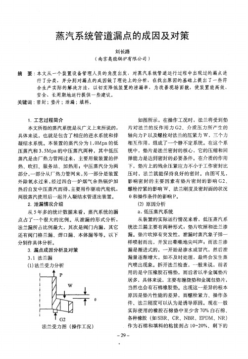 蒸汽系统管道漏点的成因及对策