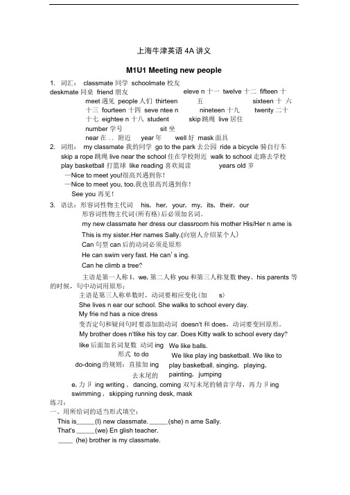 4A牛津英语语法和练习题