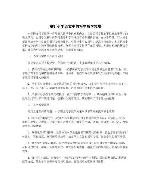 浅析小学语文中的写字教学策略