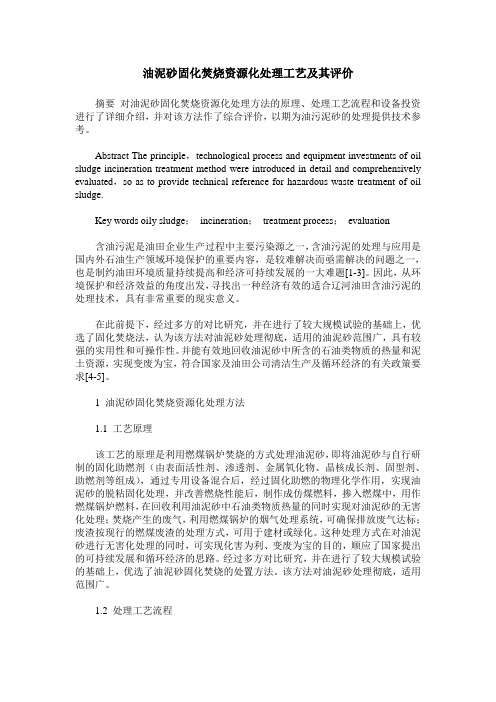 油泥砂固化焚烧资源化处理工艺及其评价