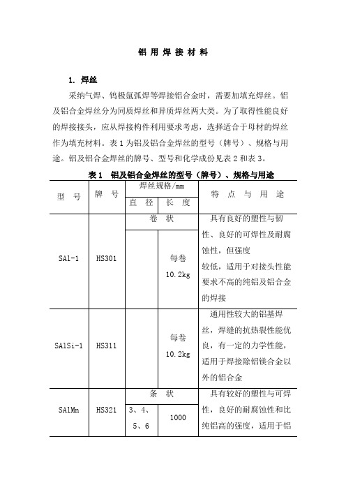 铝用焊接材料