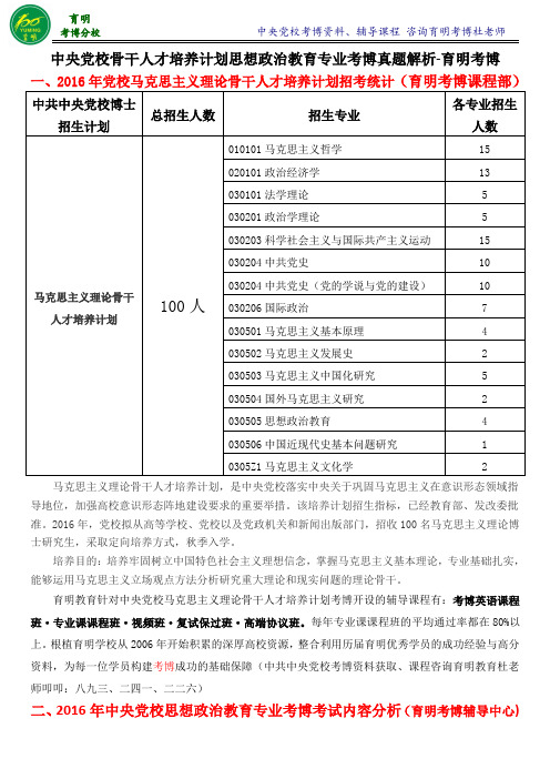 党校思想政治教育考博真题解析报名人数高分课程备考指导-育明教育