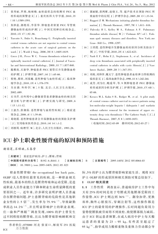 ICU 护士职业性腰背痛的原因和预防措施