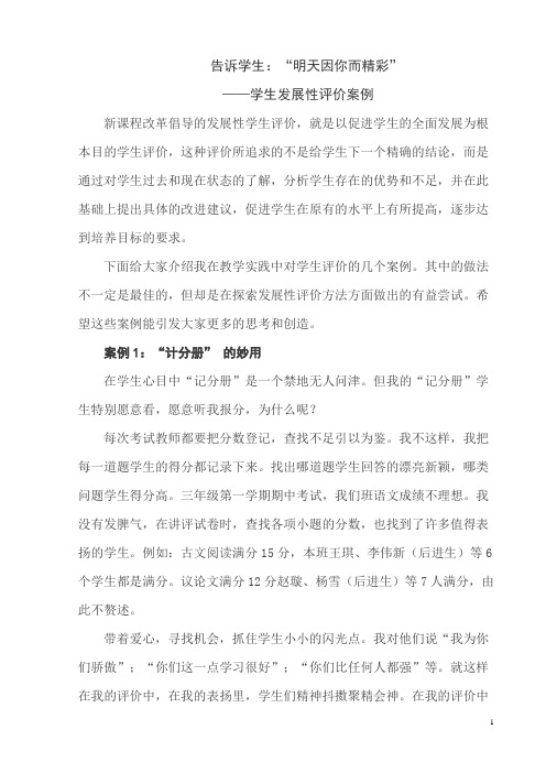学生发展性评价案例