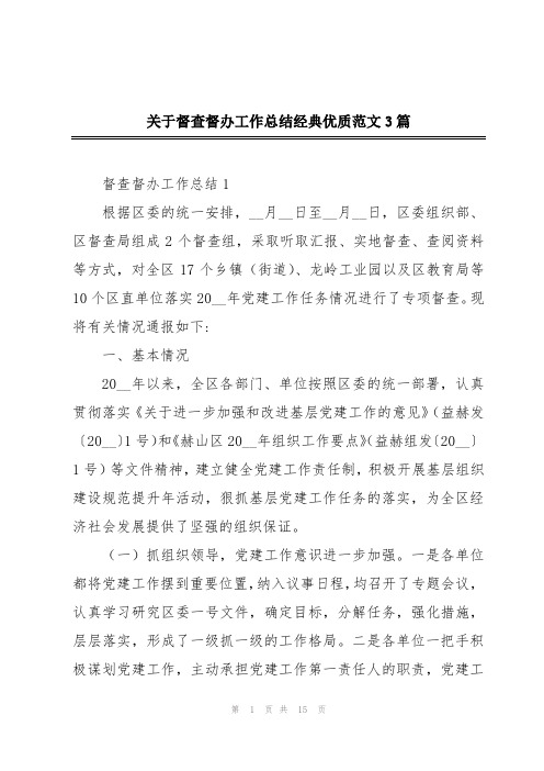 关于督查督办工作总结经典优质范文3篇