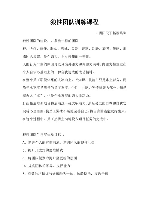 狼性团队训练课程