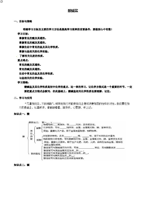 中考化学专题复习 酸碱盐导学案