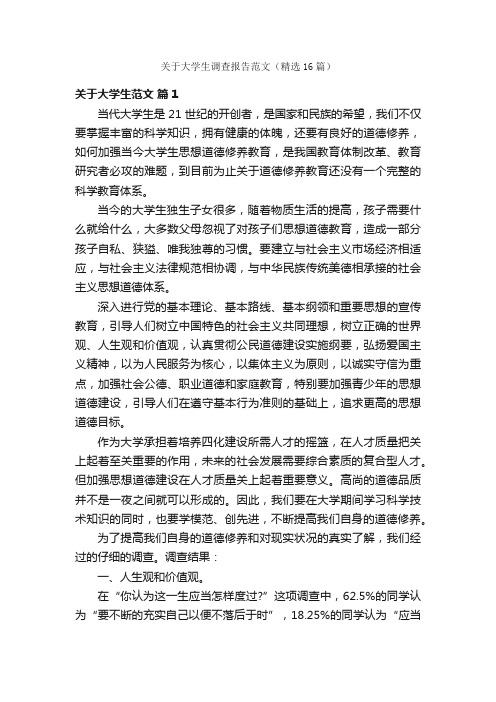 关于大学生调查报告范文（精选16篇）