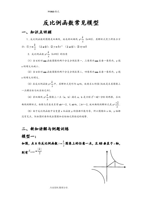 反比例函数常见几何模型