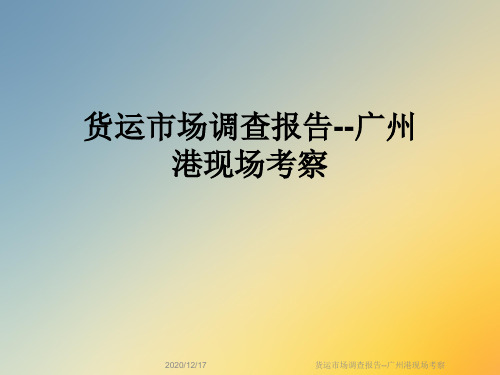 货运市场调查报告--广州港现场考察