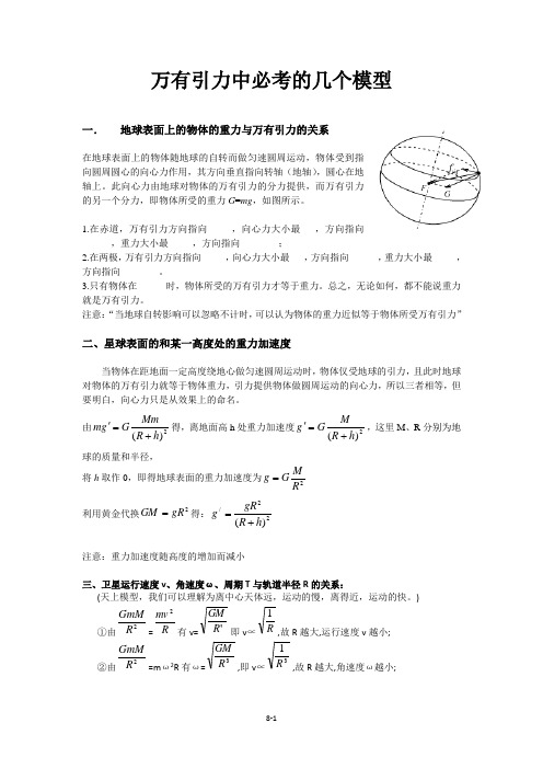 万有引力中常考的物理模型