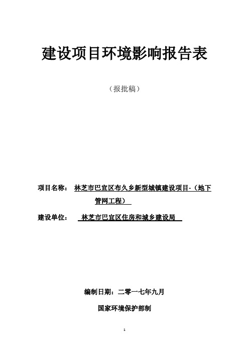 林芝市巴宜区布久乡新型城镇地下管网工程环境影响评价报告表