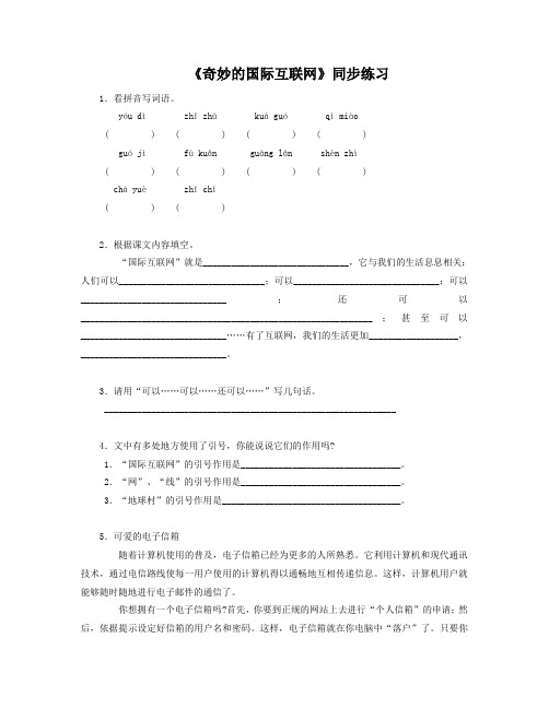 《奇妙的国际互联网》同步习题1