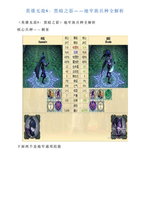英雄无敌6：黑暗之影——地牢族兵种全解析