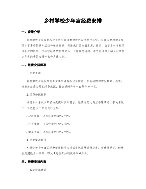 乡村学校少年宫经费安排
