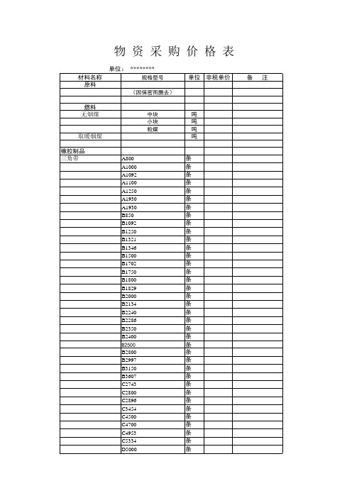 物资采购价格表