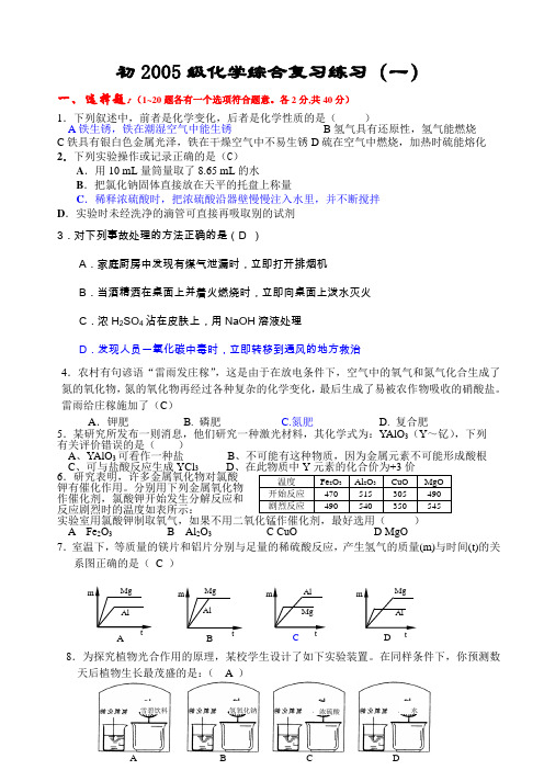 初2005级化学复习练习(一)