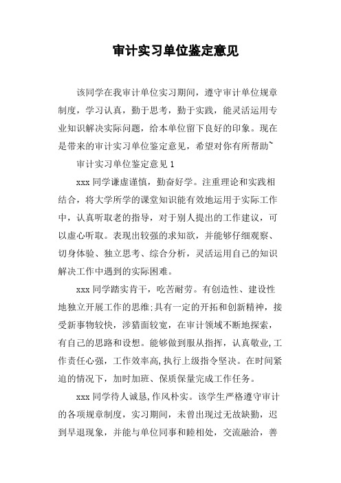 审计实习单位鉴定意见