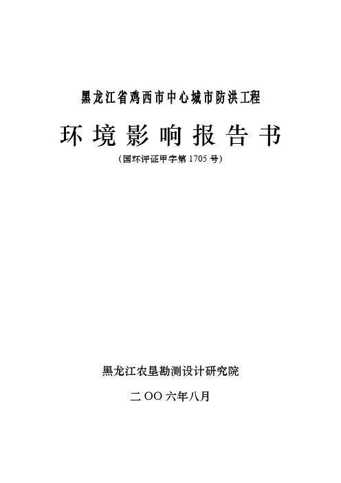 城市防洪环境影响评价报告书终