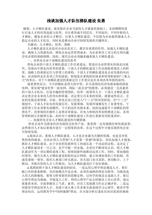 浅谈加强人才队伍梯队建设 朱勇