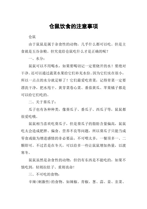 仓鼠饮食的注意事项