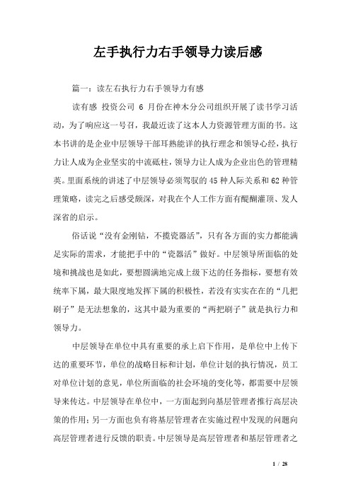 左手执行力右手领导力读后感_0
