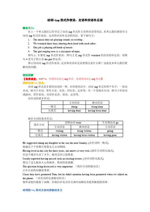 高中英语知识讲解 动词ing形式作表语,定语和宾语补足语