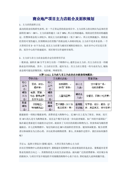 商业地产项目主力店组合及面积规划
