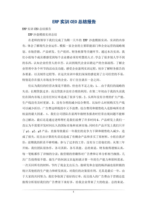 ERP实训CEO总结报告