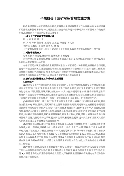 平煤股份十三矿对标管理实施方案