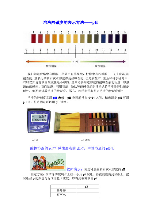 溶液酸碱度的表示方法