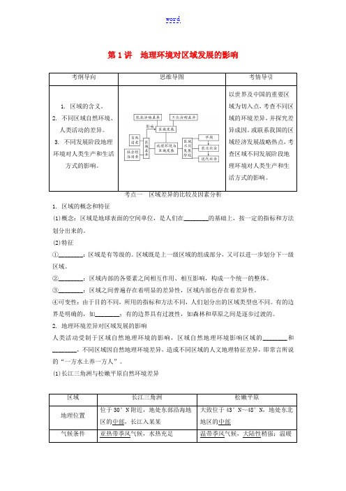 高考地理一轮总复习 第十三章 地理环境与区域发展 第1讲 地理环境对区域发展的影响讲义(含解析)新人