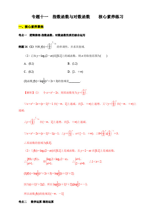 专题11 指数函数与对数函数(核心素养练习)(解析版)
