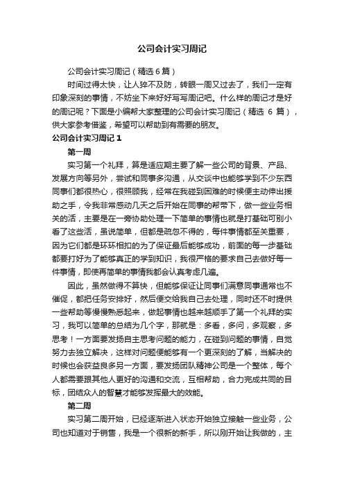 公司会计实习周记（精选6篇）