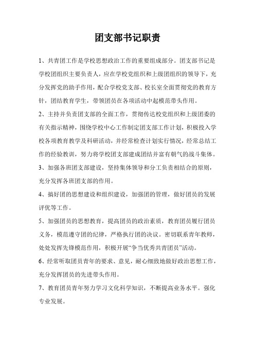 团支部书记职责