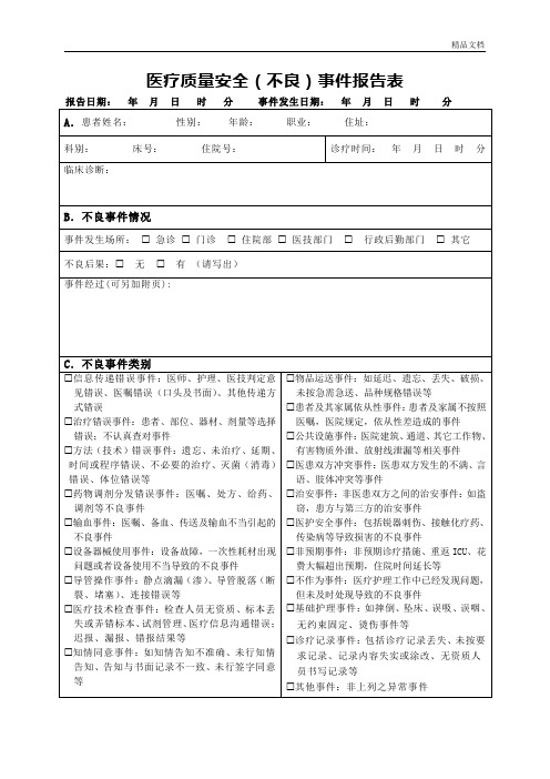 医院医疗安全不良事件报告表(最新版).doc