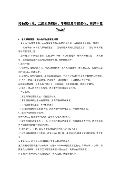 好氧污泥泡沫中毒总结