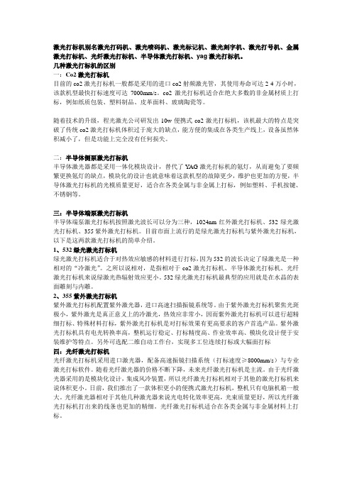 CO2,光纤,半导体激光打标机的区别