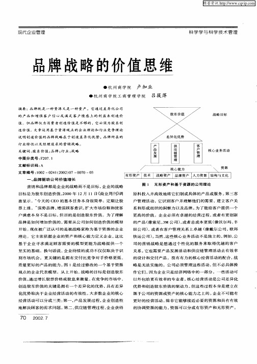 品牌战略的价值思维