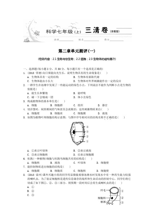 4.七年级科学上第二章单元测评(一)