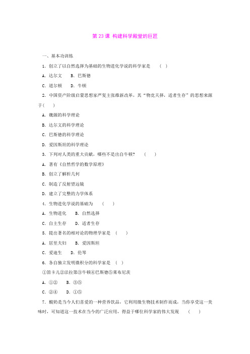 第23课 构建科学殿堂的巨匠 随堂练习 北师大版九年级上册