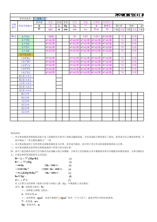 采暖空调水管水力计算