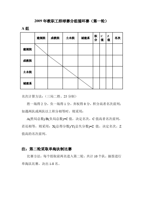 2009年教职工排球赛分组循环赛(第一轮)