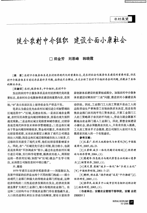健全农村中介组织建设全面小康社会