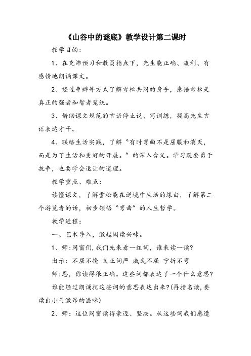 《山谷中的谜底》教学设计第二课时
