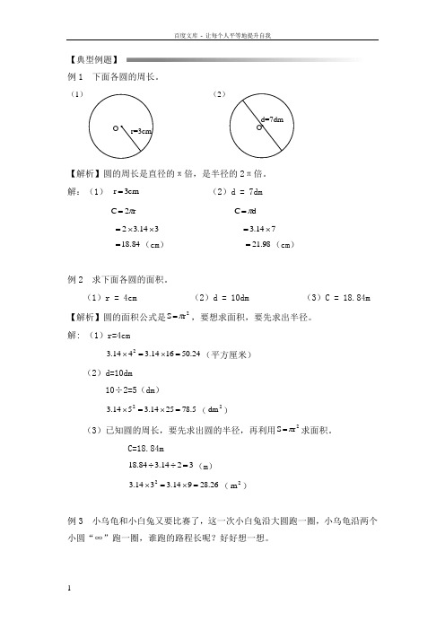 圆的周长和面积典型例题