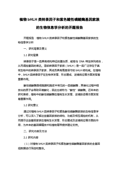 植物bHLH类转录因子和紫色酸性磷酸酶基因家族的生物信息学分析的开题报告