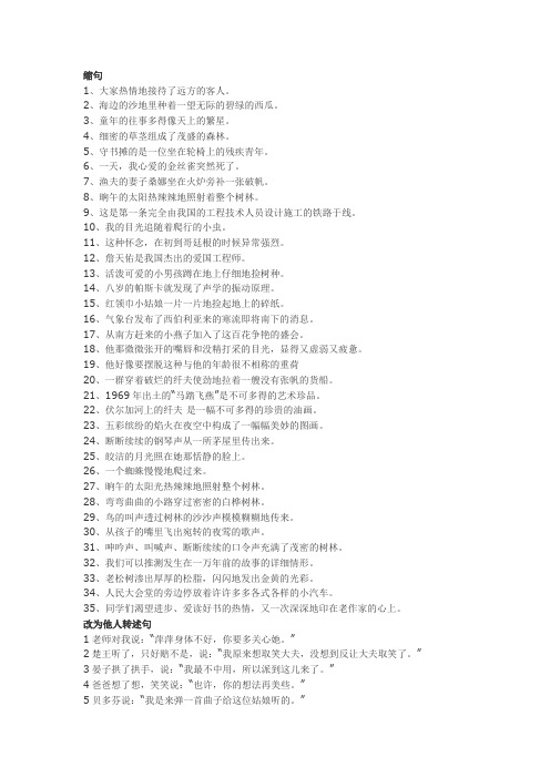 人教版六年级语文上册句子归类练习讲解